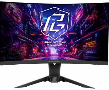 Геймърски Монитор ASRock PG27QRT2A - 27" VA 1500R, QHD(2560x1440), 180Hz, 1ms