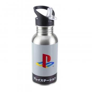 Paladone : PlayStation - Heritage Metal Water Bottle with Straw - 480ml