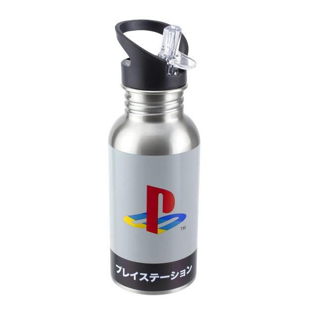 Paladone : PlayStation - Heritage Metal Water Bottle with Straw - 480ml 