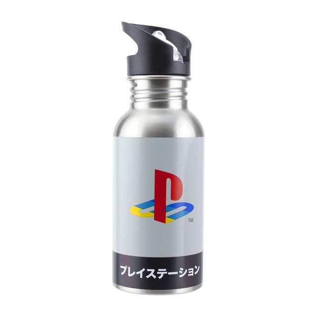Paladone : PlayStation - Heritage Metal Water Bottle with Straw - 480ml 