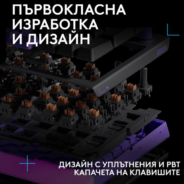 Геймърска механична клавиатура Logitech G512 X 98 - Dual Swap Analog/Mechanical Switch - Black 