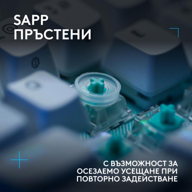 Геймърска механична клавиатура Logitech G512 X 98 - Dual Swap Analog/Mechanical Switch - White 