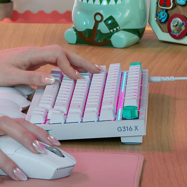 Геймърска механична клавиатура Logitech G316 X 75 - Hot-Swappable Tactile Switch - Бял 