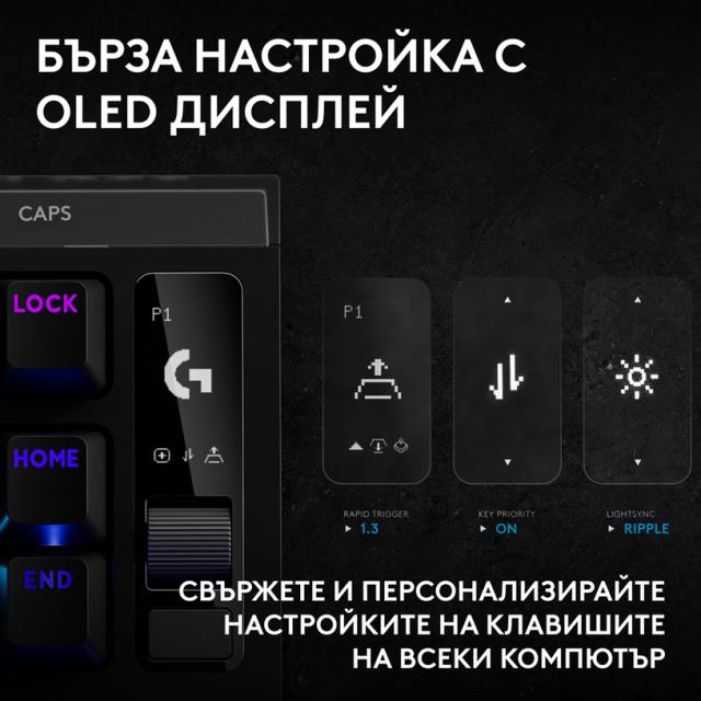 Геймърска механична клавиатура Logitech G Pro X2 RAPID TKL, Magnetic Analog Linear Switch - Черен 
