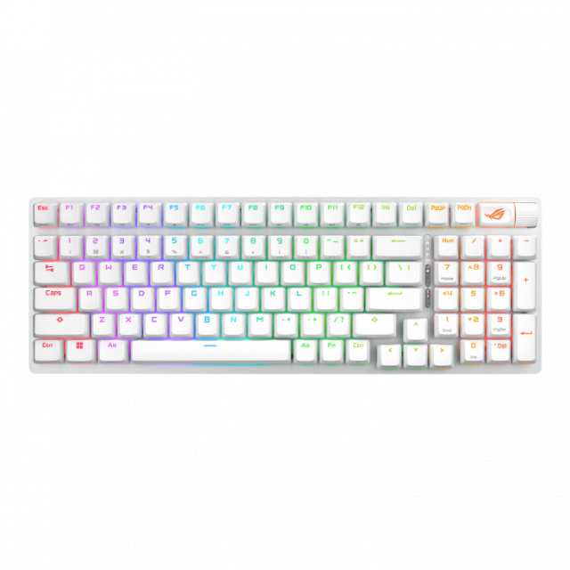 Геймърска безжична Клавиатура ASUS ROG Strix Scope II 96 - Moonlight White 