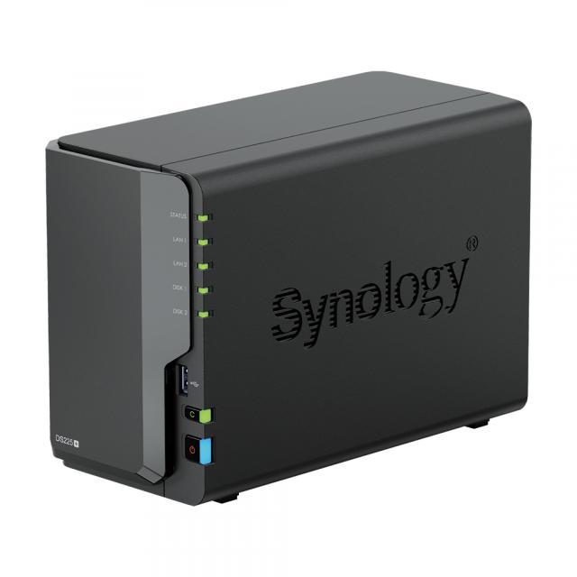 Мрежов сторидж Synology DS225+, за 2 диска, Intel Celeron J4125 , 2GB DDR4 SODIMM 
