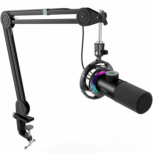 Микрофон със стойка FIFINE T658 Dynamic RGB - Black 