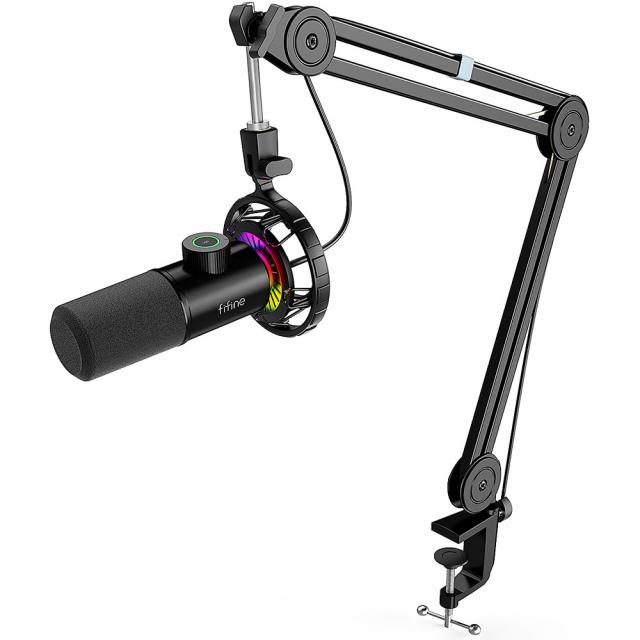 Микрофон със стойка FIFINE T658 Dynamic RGB - Black 