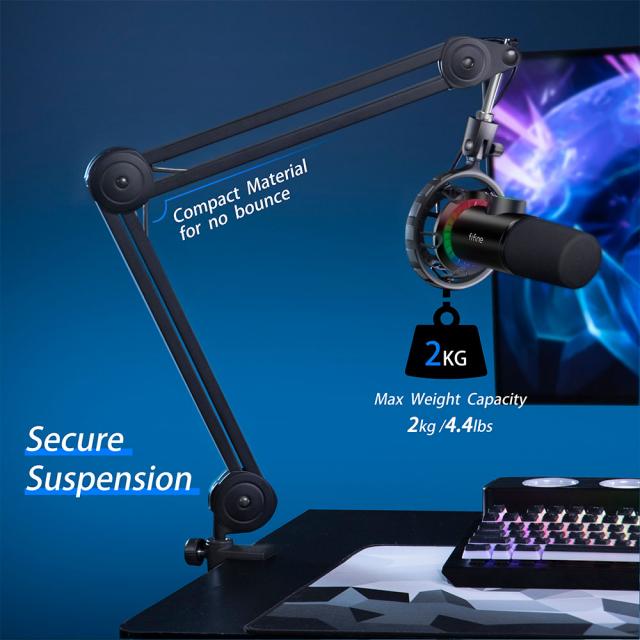 Микрофон със стойка FIFINE T658 Dynamic RGB - Black 