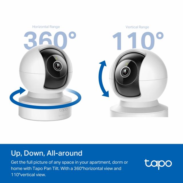 Домашна охранителна WiFi камера TP-Link Tapo C232, 3K 5Mp  с AI, Pan/Tilt, LAN, WiFi,SDmicro, нощно виждане 
