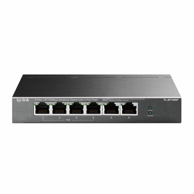 TP-Link Desktop Switch 6-Port 10/100Mbps, with 4-Port PoE+ 