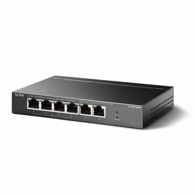 TP-Link Desktop Switch 6-Port 10/100Mbps, with 4-Port PoE+ 