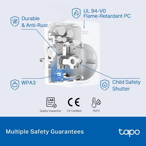 TP LINK TAPO P100 Смарт контакт 10A, 2300W, 2.4Ghz, задаване на график, таймер 
