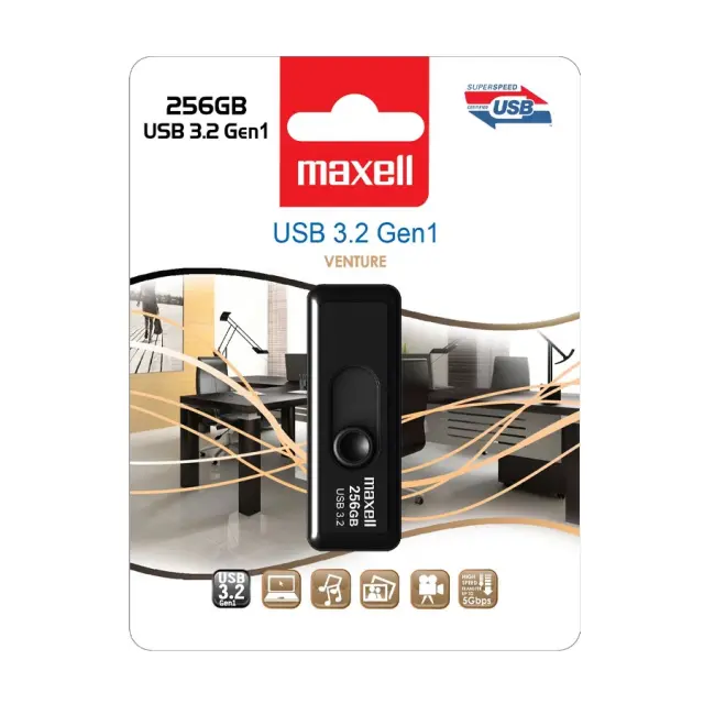 Флаш памет MAXELL VENTURE, 256GB USB 3.2 black 