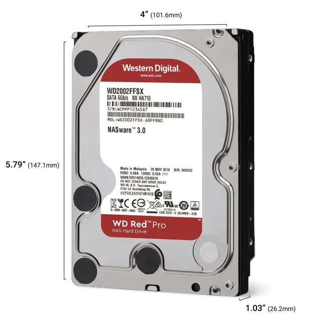 Хард диск WD Red Pro, 16TB NAS, 3.5", 512MB, 7200RPM, WD161KFGX 