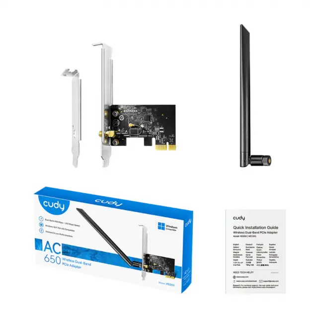 Ethernet Adapter Cudy WE650, Dual-Band WiFi 5 PCI-e, 433 + 200 Mbps 