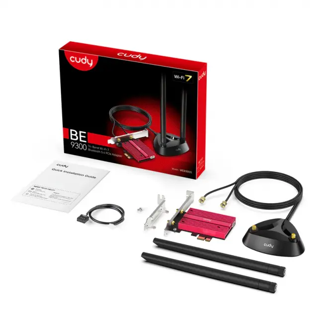 Ethernet Adapter Cudy WE9300S, Tri-Band WiFi 7 PCI-e, 5760 + 2880 Mbps 