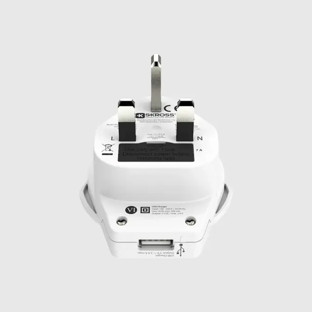 Skross универсален адаптер World to UK, USB 