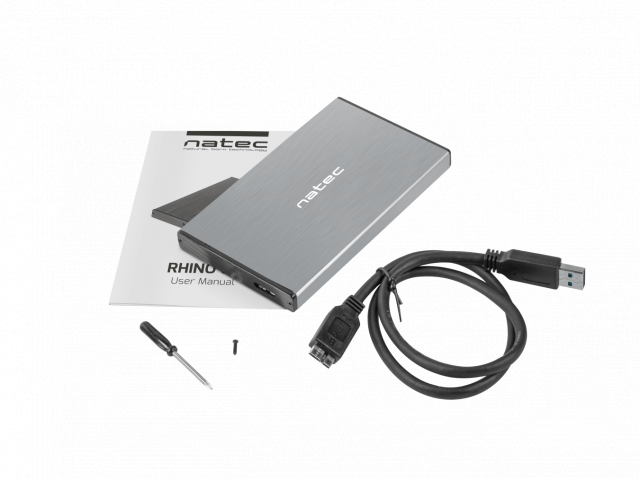 Чекмедже за твърд диск 2,5’’, Natec Rhino Go, USB 3.0, Сив 