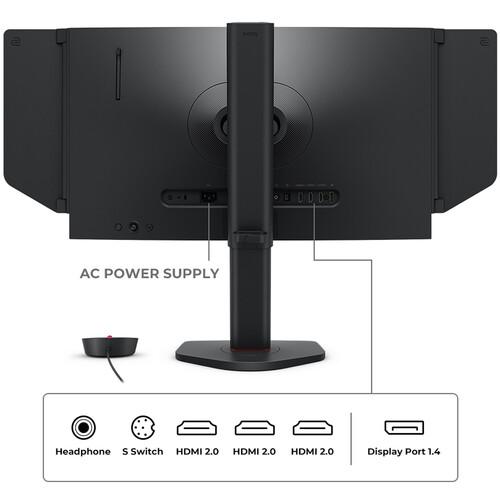 Монитор ZOWIE XL2566 Plus 400Hz DyAc, TN, 24.1inch, Wide, Full HD, HDMI, DP, Черен 