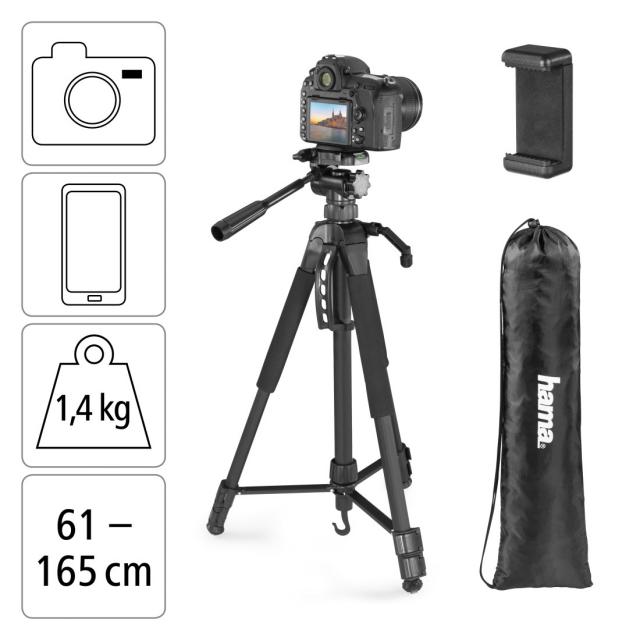 Hama "Action Smart 165 3D" Tripod with 3-way Head and Smartphone Holder 