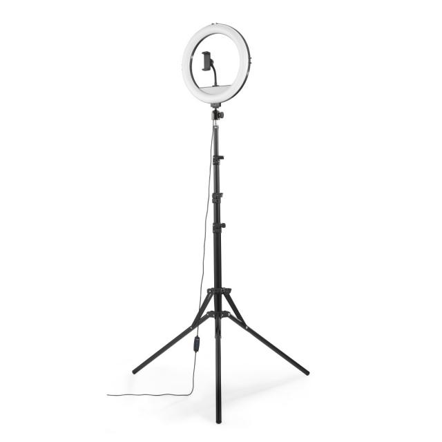 Hama "SpotLight Steady 120 III" LED Ring Light, Ring Light Tripod for Mobile Pho 