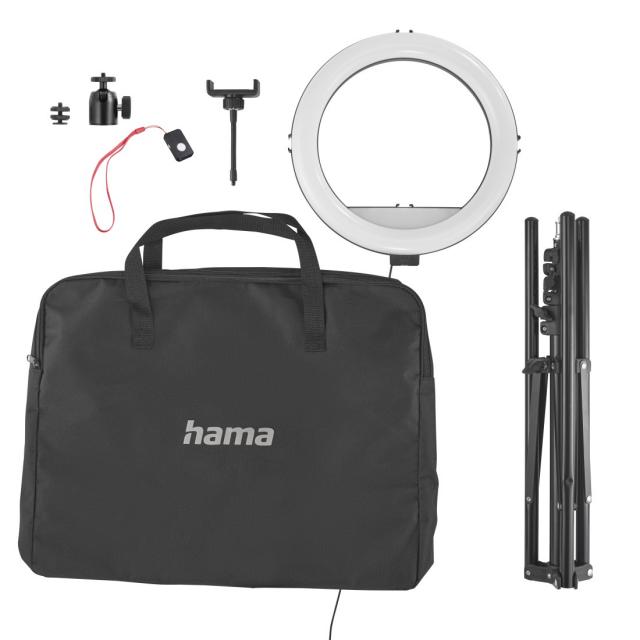 Hama "SpotLight Steady 120 III" LED Ring Light, Ring Light Tripod for Mobile Pho 