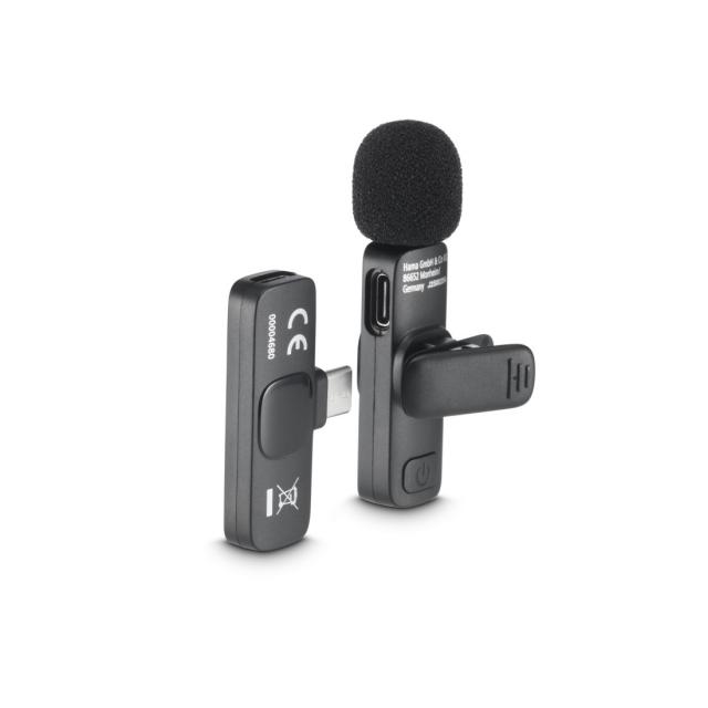 Hama Lavalier-Mikrofon "Smart Wireless", kabelloses Ansteckmikrofon für Handy 