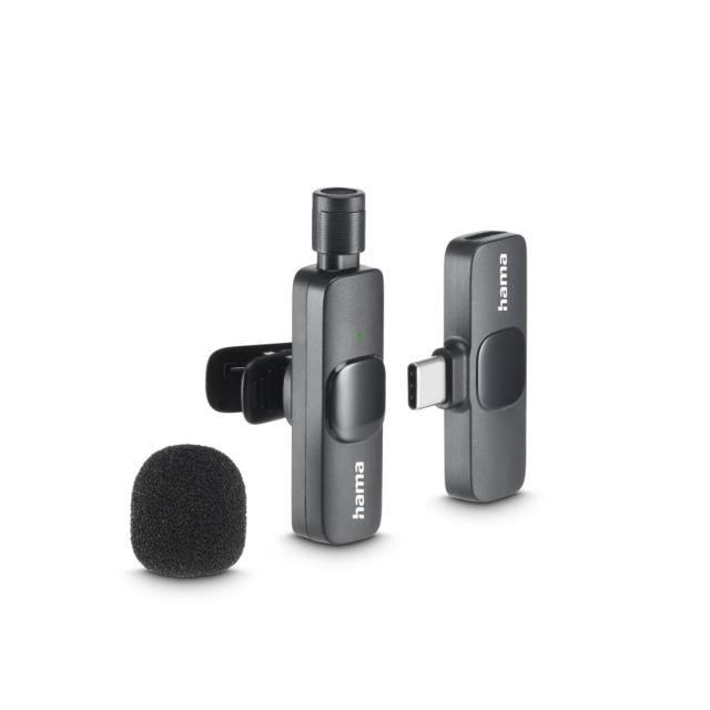 Hama Lavalier-Mikrofon "Smart Wireless", kabelloses Ansteckmikrofon für Handy 
