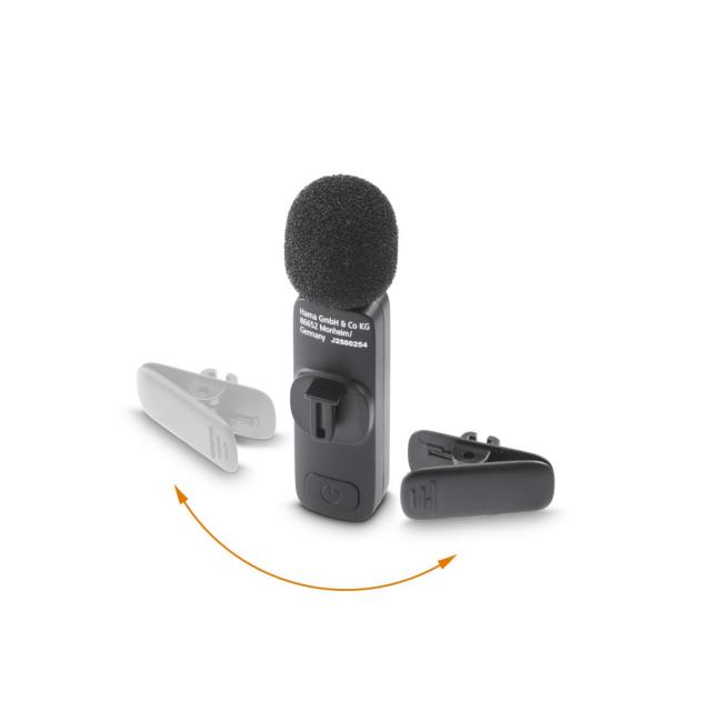 Hama Lavalier-Mikrofon "Smart Wireless", kabelloses Ansteckmikrofon für Handy 