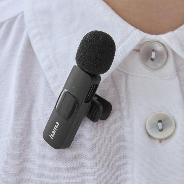 Hama Lavalier-Mikrofon "Smart Wireless", kabelloses Ansteckmikrofon für Handy 