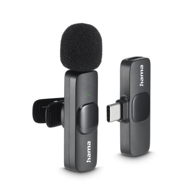 Hama Lavalier-Mikrofon "Smart Wireless", kabelloses Ansteckmikrofon für Handy 