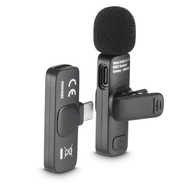 Hama Lavalier-Mikrofon "Smart Wireless", kabelloses Ansteckmikrofon für Handy 