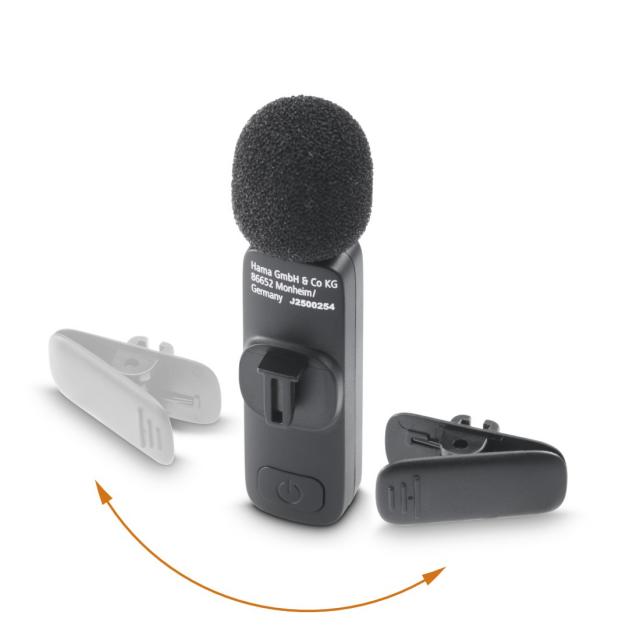 Hama Lavalier-Mikrofon "Smart Wireless", kabelloses Ansteckmikrofon für Handy 