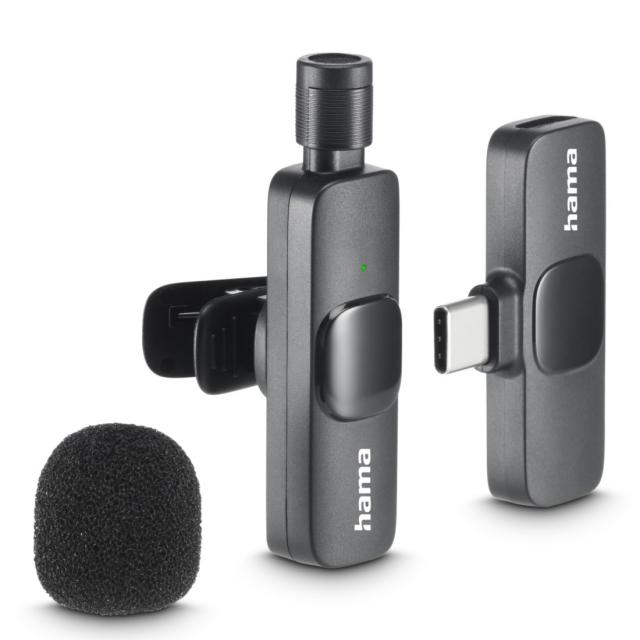 Hama Lavalier-Mikrofon "Smart Wireless", kabelloses Ansteckmikrofon für Handy 