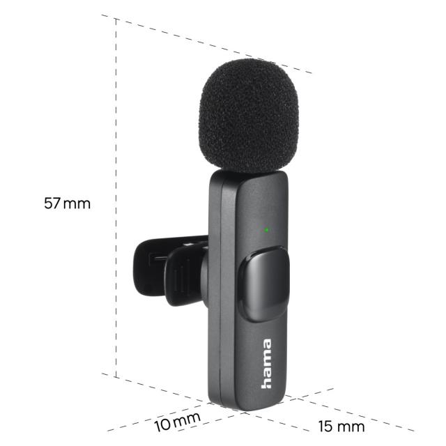 Hama Lavalier-Mikrofon "Smart Wireless", kabelloses Ansteckmikrofon für Handy 