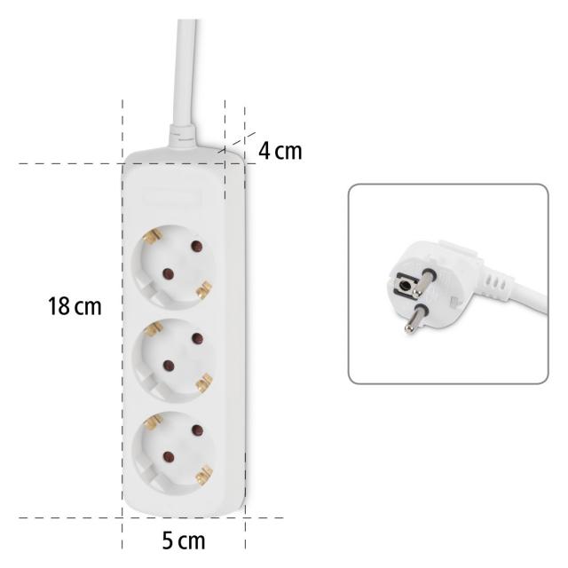HAMA Разклонител 3 гнезда, 1.4м, бял 