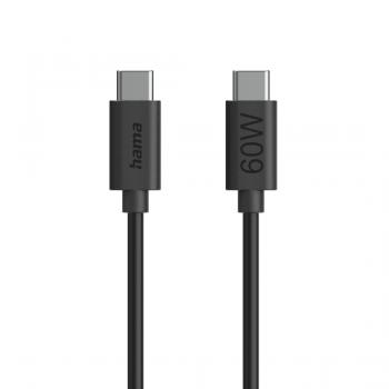 HAMA Кабел за зареждане USB-C - USB-C, 60 W, 1.2 м, черен