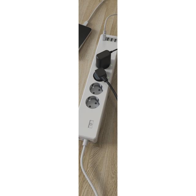 Hama Smart WLAN Power Strip, 4-Way, Indiv. Switchable, Overload Prot., 4x USB 