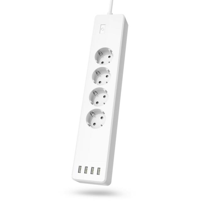 Hama Smart WLAN Power Strip, 4-Way, Indiv. Switchable, Overload Prot., 4x USB 