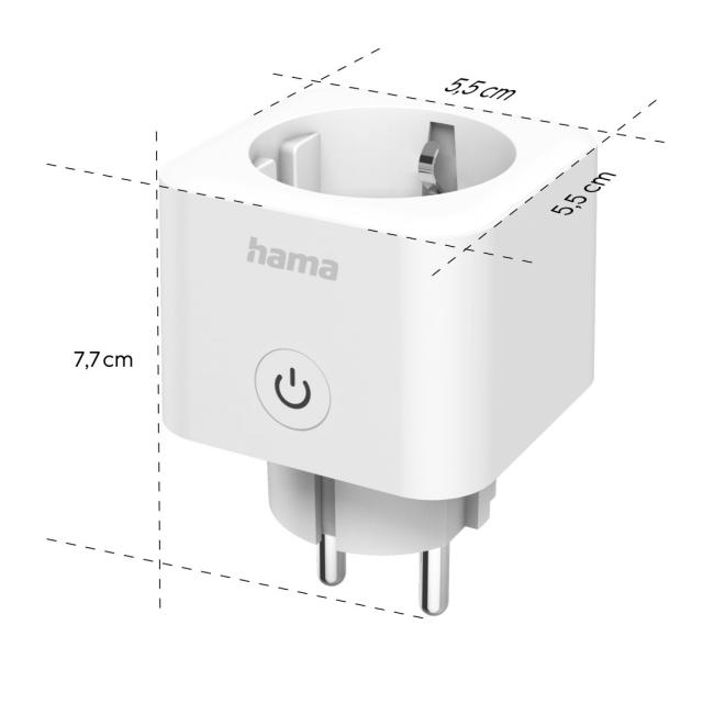 HAMA Смарт мини  WiFi контакт 3680W, 16A с прил. за измерване на ен.консумация 