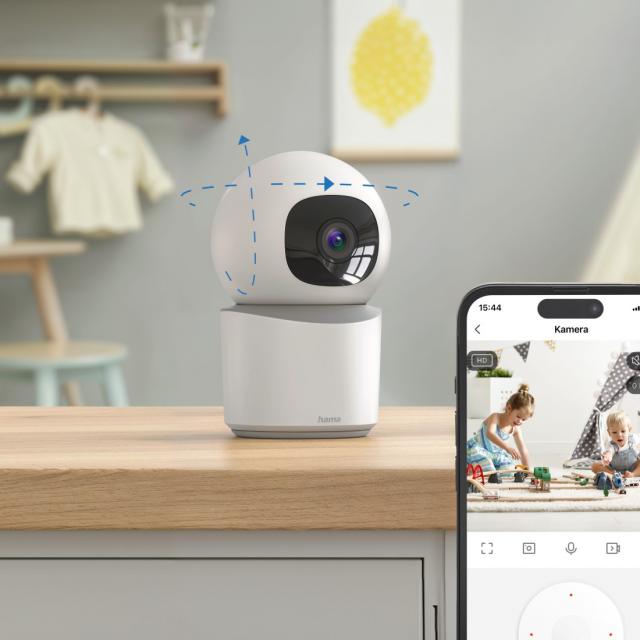 HAMA Wi-Fi камера, за закрити помещения, записваща, въртяща се, бяла 