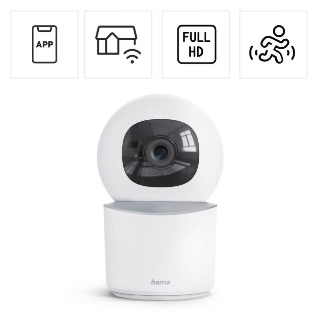 HAMA Wi-Fi камера, за закрити помещения, записваща, въртяща се, бяла 