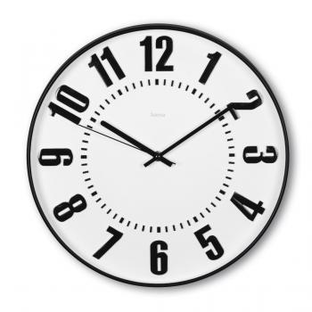 Hama "Formentera" Wall Clock, Ø 35 cm, No Ticking, black/white