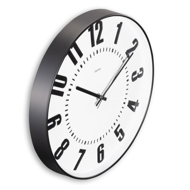 Hama "Formentera" Wall Clock, Ø 35 cm, No Ticking, black/white 