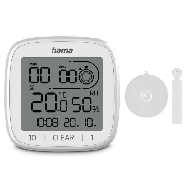 Hama "Cyprus" Digital Bathroom Clock, Suction Cup, for Standing and Hanging, whi 