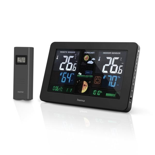Hama "Premium" Weather Station with LED Colour Display and USB Charging Function 