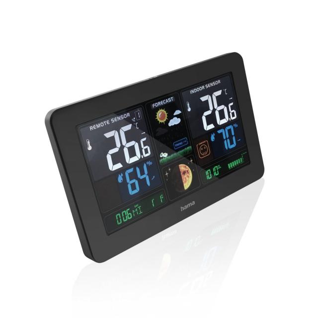Hama "Premium" Weather Station with LED Colour Display and USB Charging Function 
