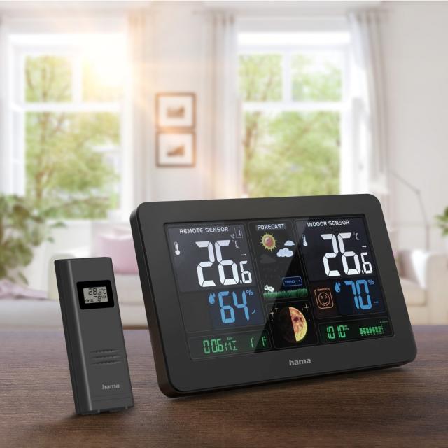 Hama "Premium" Weather Station with LED Colour Display and USB Charging Function 