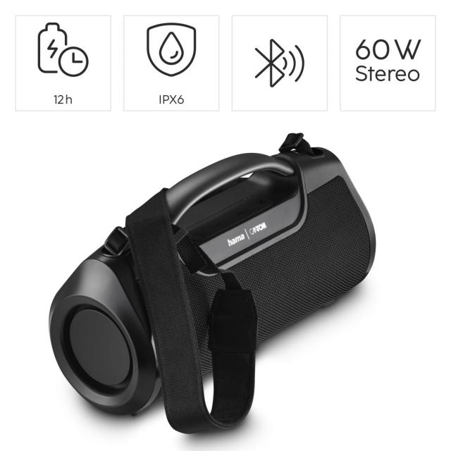Hama "Mate Pro" Bluetooth® Loudspeaker, Waterproof IPX6, Power Pack, 60W, blk 